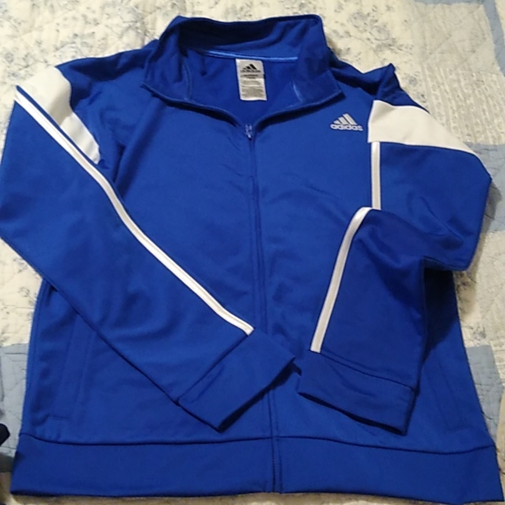 Adidas big boys XL 18-20 blue light jacket front zipper New no tags